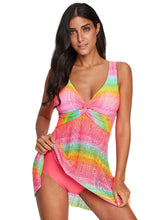 Badeanzug mit V-Ausschnitt, Fransen und Spitzen-Hosenrock